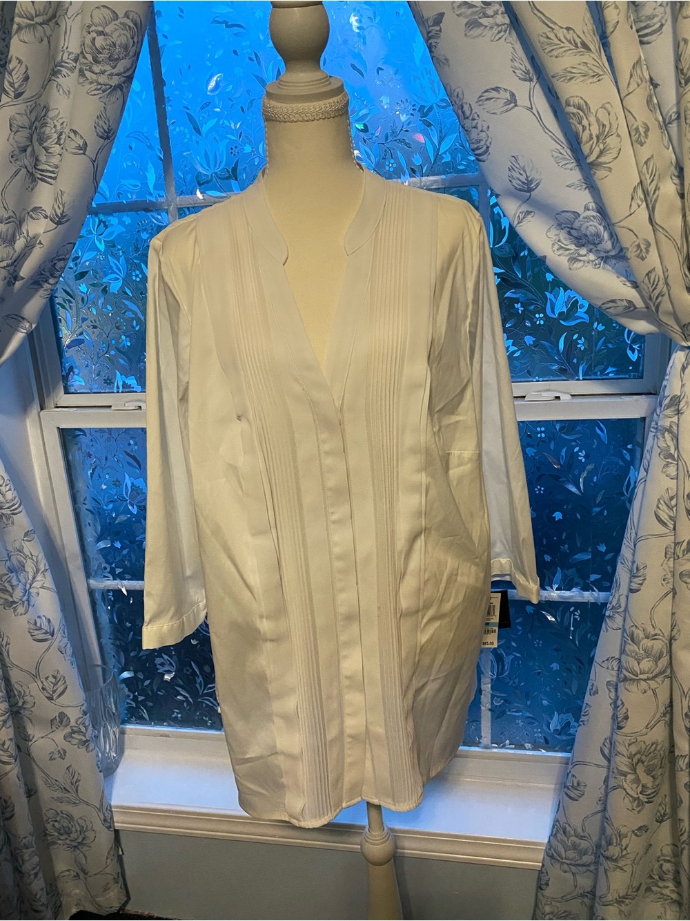 Alfani White Long Sleeve Pintuck Blouse